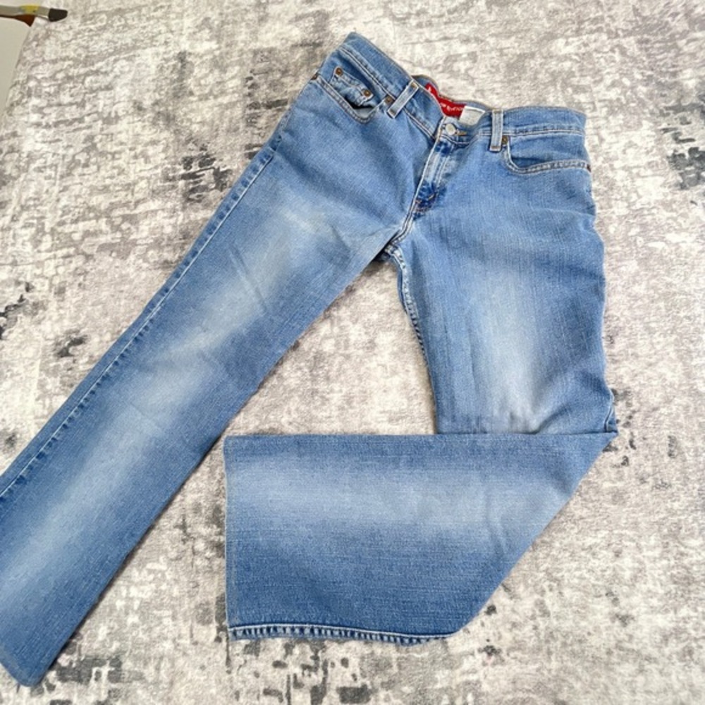 Vtg Levi's 518 Superlow Bootcut Jeans Y2K Blue Wash 32x26 Women 9 JR‎ M Batwing